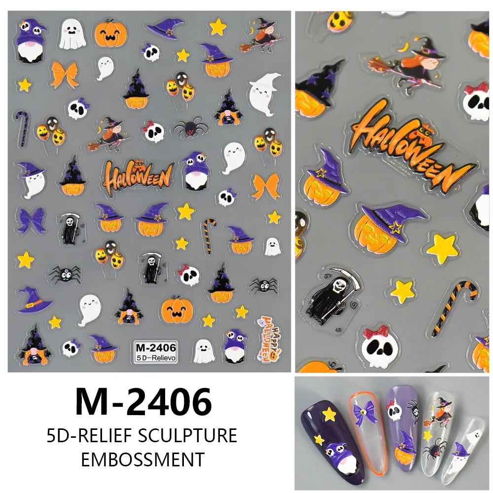 1/5/10pcs Pumpkin Ghost Spider Star Nail Stickers 5D Embossed Halloween Nail Art Stickers Women DIY Manicure Decoration Decals
1/5/10pcs Pumpkin Ghost Spider Star Nail Stickers 5D Embossed Halloween Nail Art Stickers Women DIY Manicure Decoration Decals