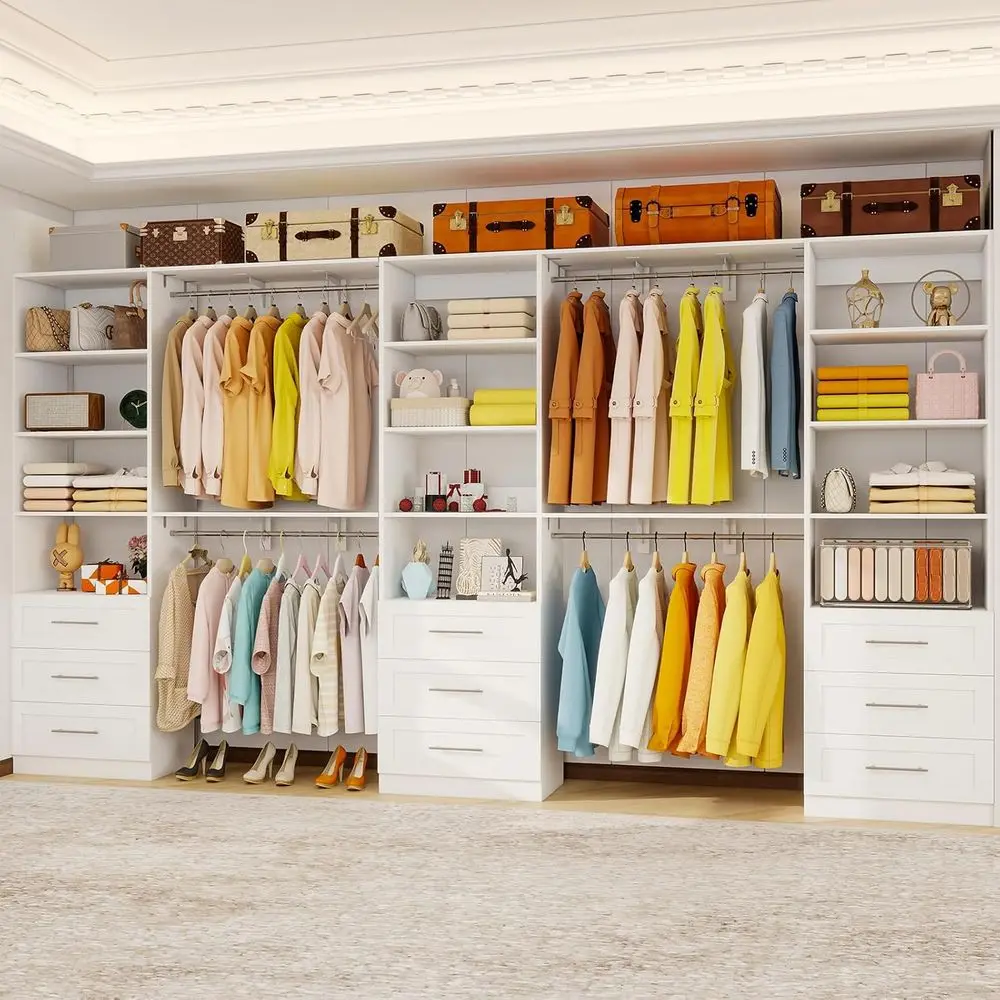 9-Tier Adjustable Closet Organizer System with 8-17 Adjustable Shelves and 9 Expandable Hanging Rods, White
9-Tier Adjustable Closet Organizer System with 8-17 Adjustable Shelves and 9 Expandable Hanging Rods, White