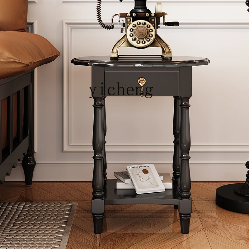 LX Vintage Style Black Solid Wood Small Apartment Living Room Sofa Side Table
LX Vintage Style Black Solid Wood Small Apartment Living Room Sofa Side Table
