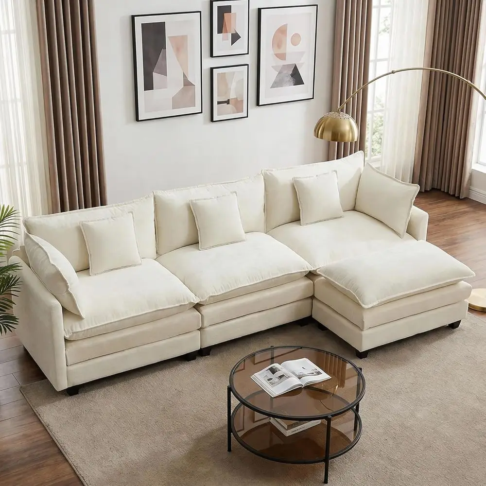 113” ular Sectional Soa, L Shaped Cloud Couch with Movable Ottoman, Comy Chenille Deep Seat Soa with Throw Pillows, 4 Seat ern C
113” ular Sectional Soa, L Shaped Cloud Couch with Movable Ottoman, Comy Chenille Deep Seat Soa with Throw Pillows, 4 Seat ern C