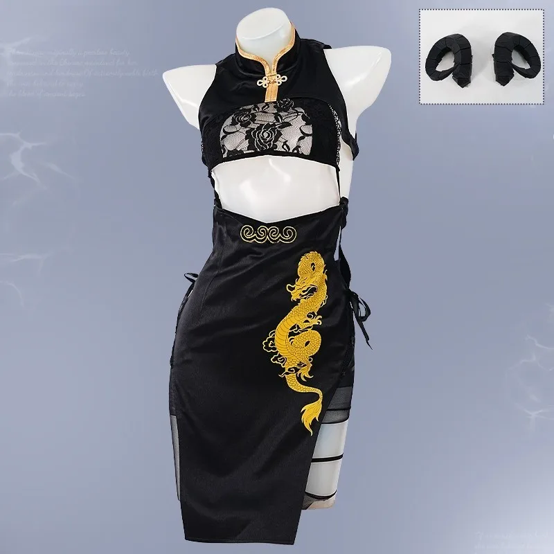 Anime Hindenburg Cosplay Costume Black Dress Dragon Qipao Cheongsam 3D Dragon Horn Hair Clip Set for Women Halloween Party
Anime Hindenburg Cosplay Costume Black Dress Dragon Qipao Cheongsam 3D Dragon Horn Hair Clip Set for Women Halloween Party