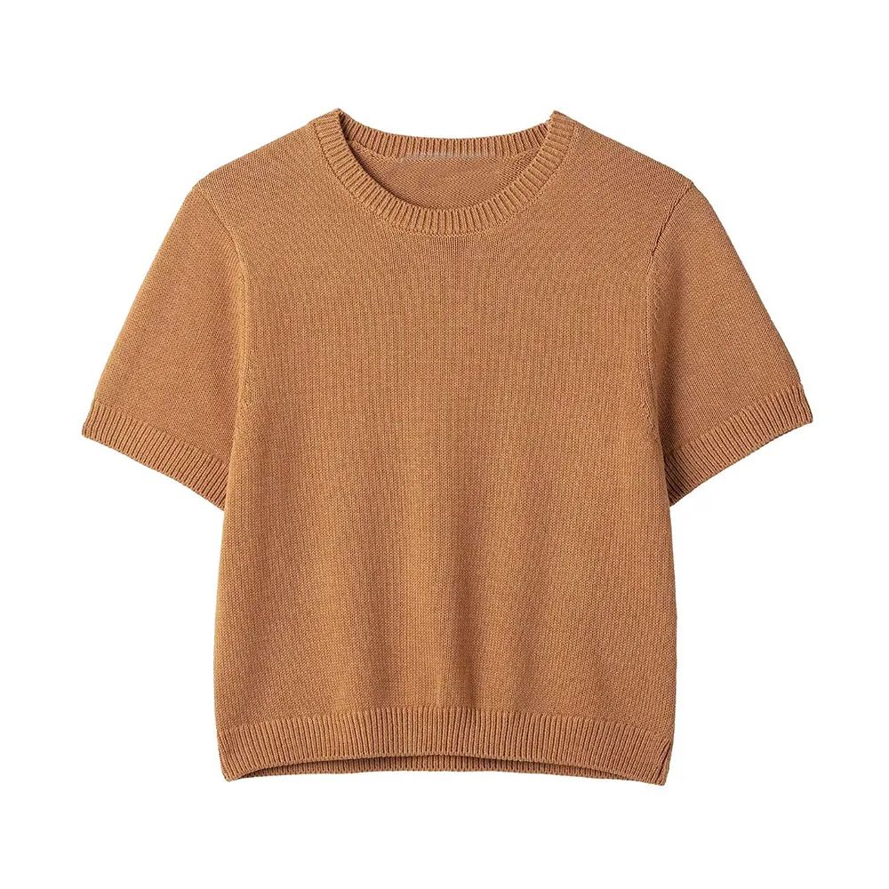 TRAF Women 2025 Spring New Fashion Lazy Style Knitted Pullover Chic Round Neck All-match Short Sleeve T-shirt Top Mujer
TRAF Women 2025 Spring New Fashion Lazy Style Knitted Pullover Chic Round Neck All-match Short Sleeve T-shirt Top Mujer