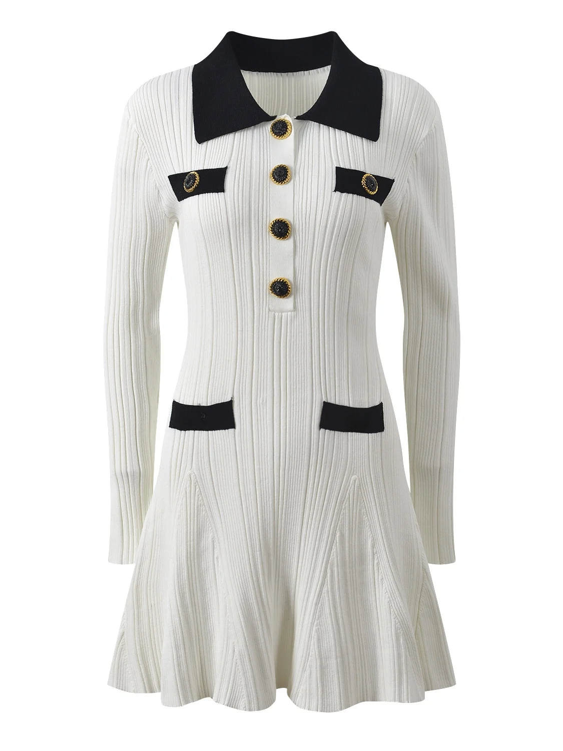Elegant Knitted Long Sleeve Slim Fit Dress Single Button Color Block Autumn New Arrival Women's Fashion Dress A-Line Skirt
Elegant Knitted Long Sleeve Slim Fit Dress Single Button Color Block Autumn New Arrival Women's Fashion Dress A-Line Skirt