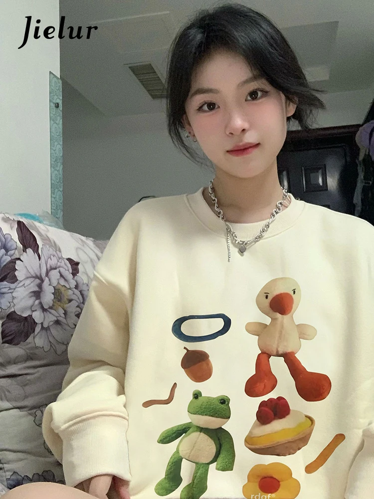 Jielur Autumn Cartoon Kawaii Sweatshirt Fleece Hooded Top Female Fashion Loose Casual Women Hoodie O-neck Apricot Pullover M-XXL
Jielur Autumn Cartoon Kawaii Sweatshirt Fleece Hooded Top Female Fashion Loose Casual Women Hoodie O-neck Apricot Pullover M-XXL