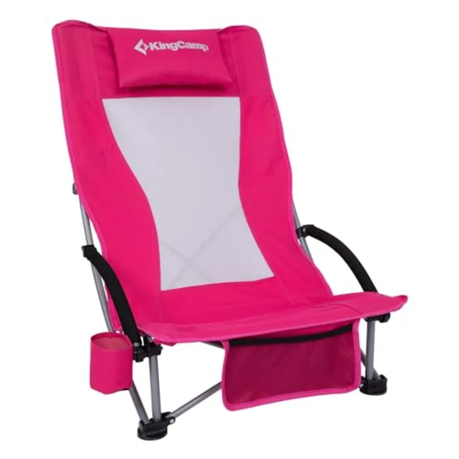 Beach camping chair for adults: high-back folding design, breathable mesh seat, black color, 300lbs capacity, cup holder storag
Beach camping chair for adults: high-back folding design, breathable mesh seat, black color, 300lbs capacity, cup holder storag
