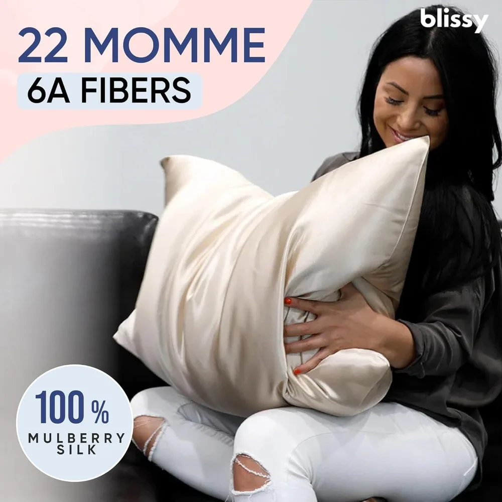 Silk Pillowcase - 100% Pure Mulberry Silk - 22 Momme 6A High-Grade Fibers - Silk Pillow Cover for Hair & Skin-Regular,Champagne
Silk Pillowcase - 100% Pure Mulberry Silk - 22 Momme 6A High-Grade Fibers - Silk Pillow Cover for Hair & Skin-Regular,Champagne