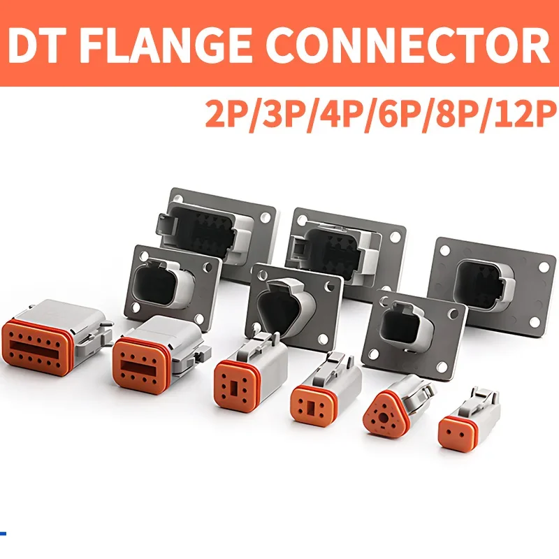 DT Series Flange Mount Connectors, IP68 Waterproof 2-12 Pin Plugs for Heavy Duty Truck Bus & Industrial Electrical Systems
DT Series Flange Mount Connectors, IP68 Waterproof 2-12 Pin Plugs for Heavy Duty Truck Bus & Industrial Electrical Systems