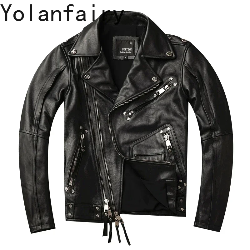 YOLANFAIRY Heavyweight Motorcycle Jacket Men's Pure Cowhide Genuine Leather Jackets Slim Trend Coats Chaquetas Para Hombre
YOLANFAIRY Heavyweight Motorcycle Jacket Men's Pure Cowhide Genuine Leather Jackets Slim Trend Coats Chaquetas Para Hombre