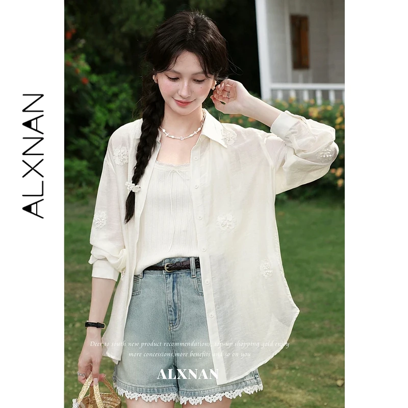 ALXNAN Women's Shirt Lapel Embroidered 3D Floral Long Sleeve Sun Protection Casual Shirt 2026 Summer Elegant Tops Ladies L65219
ALXNAN Women's Shirt Lapel Embroidered 3D Floral Long Sleeve Sun Protection Casual Shirt 2026 Summer Elegant Tops Ladies L65219