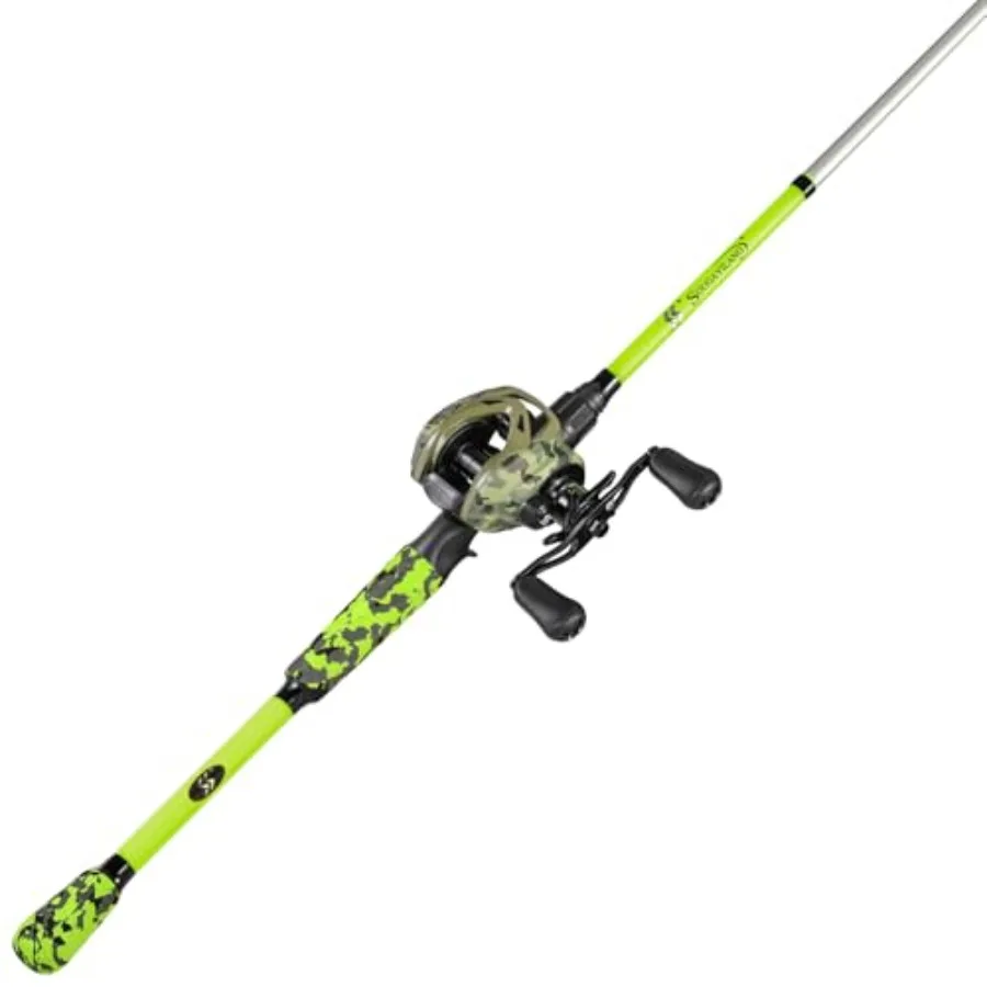 Baitcasting Combo for topwater bass, pike, walleye IM7 graphite 2-piece M/MH rod, camo finish, EVA handle, 8.0:1 gear ratio, 18
Baitcasting Combo for topwater bass, pike, walleye IM7 graphite 2-piece M/MH rod, camo finish, EVA handle, 8.0:1 gear ratio, 18
