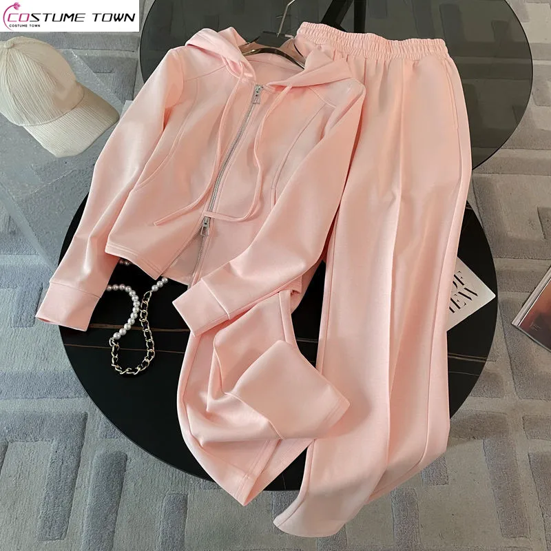 Autumn Korean version new fashionable hooded jacket+high waist wide leg pants two-piece set for women
Autumn Korean version new fashionable hooded jacket+high waist wide leg pants two-piece set for women