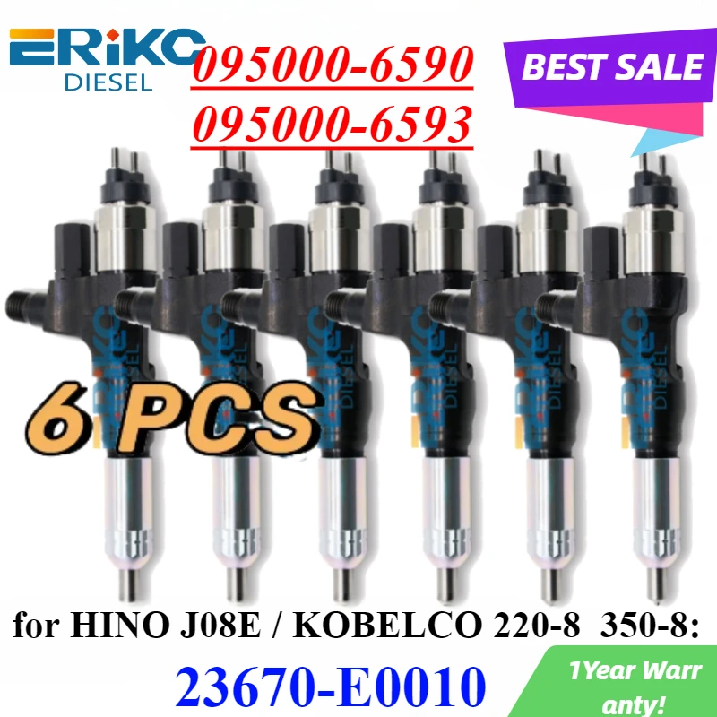 6PC 095000-6593 Diesel Injector 095000-6590 Engine Nozzle 095000-6591 for Hino J08E Kobelco SK330-8 SK350 Excavator 23670-E0010
6PC 095000-6593 Diesel Injector 095000-6590 Engine Nozzle 095000-6591 for Hino J08E Kobelco SK330-8 SK350 Excavator 23670-E0010