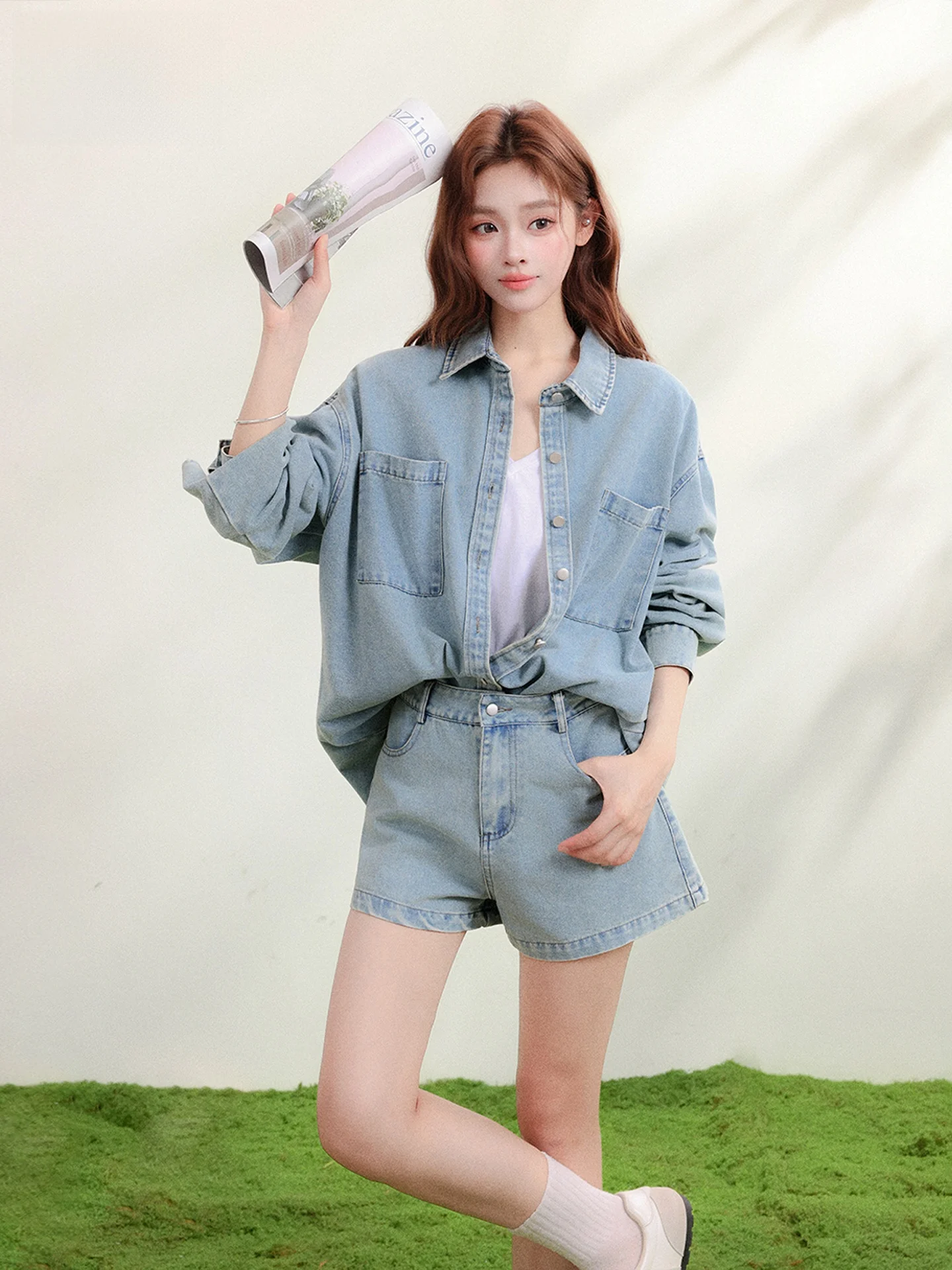 Casual Style Blue Denim Design Loose Fit Women's Two-Piece Set Summer Slimming Outerwear Shorts Outfit Comfortable Breathable
Casual Style Blue Denim Design Loose Fit Women's Two-Piece Set Summer Slimming Outerwear Shorts Outfit Comfortable Breathable