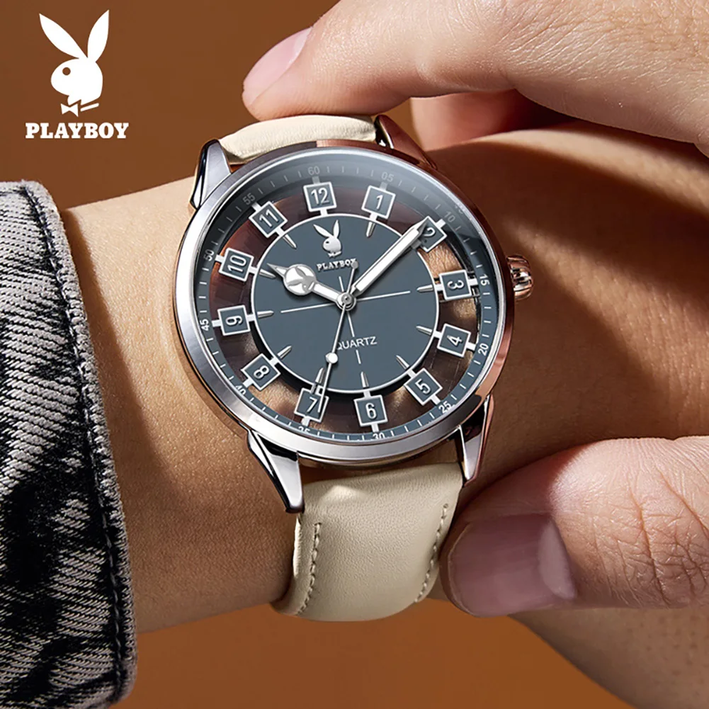PLAYBOY 3137 Brand Quartz Movement Watch For Men Dual Vision HD Luminous Function 30m Waterproof Leather Strap Watch
PLAYBOY 3137 Brand Quartz Movement Watch For Men Dual Vision HD Luminous Function 30m Waterproof Leather Strap Watch