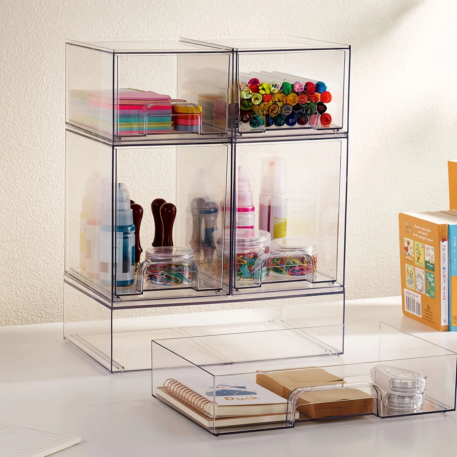 Clear Stackable Plastic Organizer Bins for Makeup, Cosmetics & Beauty Supplies, Great for Vanity, Bathroom, Cabinet
Clear Stackable Plastic Organizer Bins for Makeup, Cosmetics & Beauty Supplies, Great for Vanity, Bathroom, Cabinet