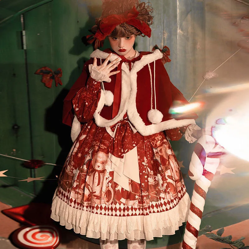 Sweet Bear Gift House Palace Style Op Long Sleeve Daily Cute Cloak Hoodie Lolita Dress Winter New Year Christmas Dresses
Sweet Bear Gift House Palace Style Op Long Sleeve Daily Cute Cloak Hoodie Lolita Dress Winter New Year Christmas Dresses