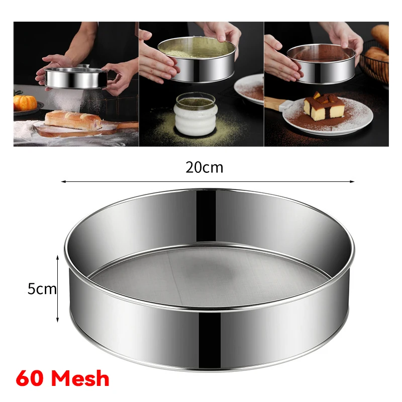 304Stainless Steel Flour Sieve 60 Mesh Thickened Sesame Baking Tools Holding Mesh Flour Sifter Sifters Shakers Mesh Baking Tools
304Stainless Steel Flour Sieve 60 Mesh Thickened Sesame Baking Tools Holding Mesh Flour Sifter Sifters Shakers Mesh Baking Tools