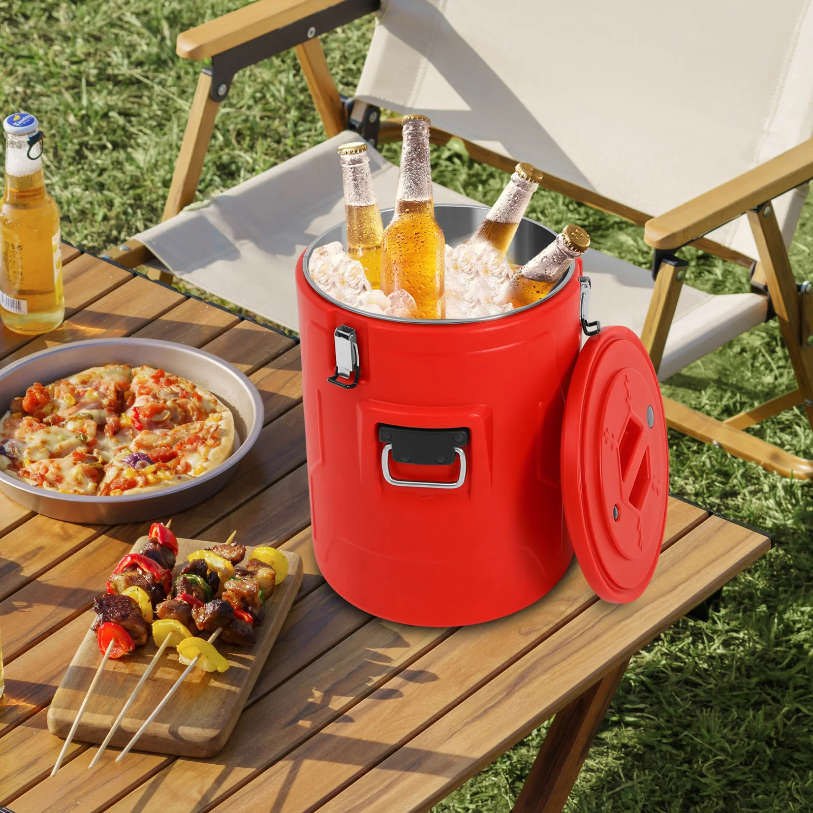 14.57*18.5in Round Portable Commercial Soup Box Red Hot&Cooler Insulated Food Container with Vent Hole&Practical Lid
14.57*18.5in Round Portable Commercial Soup Box Red Hot&Cooler Insulated Food Container with Vent Hole&Practical Lid