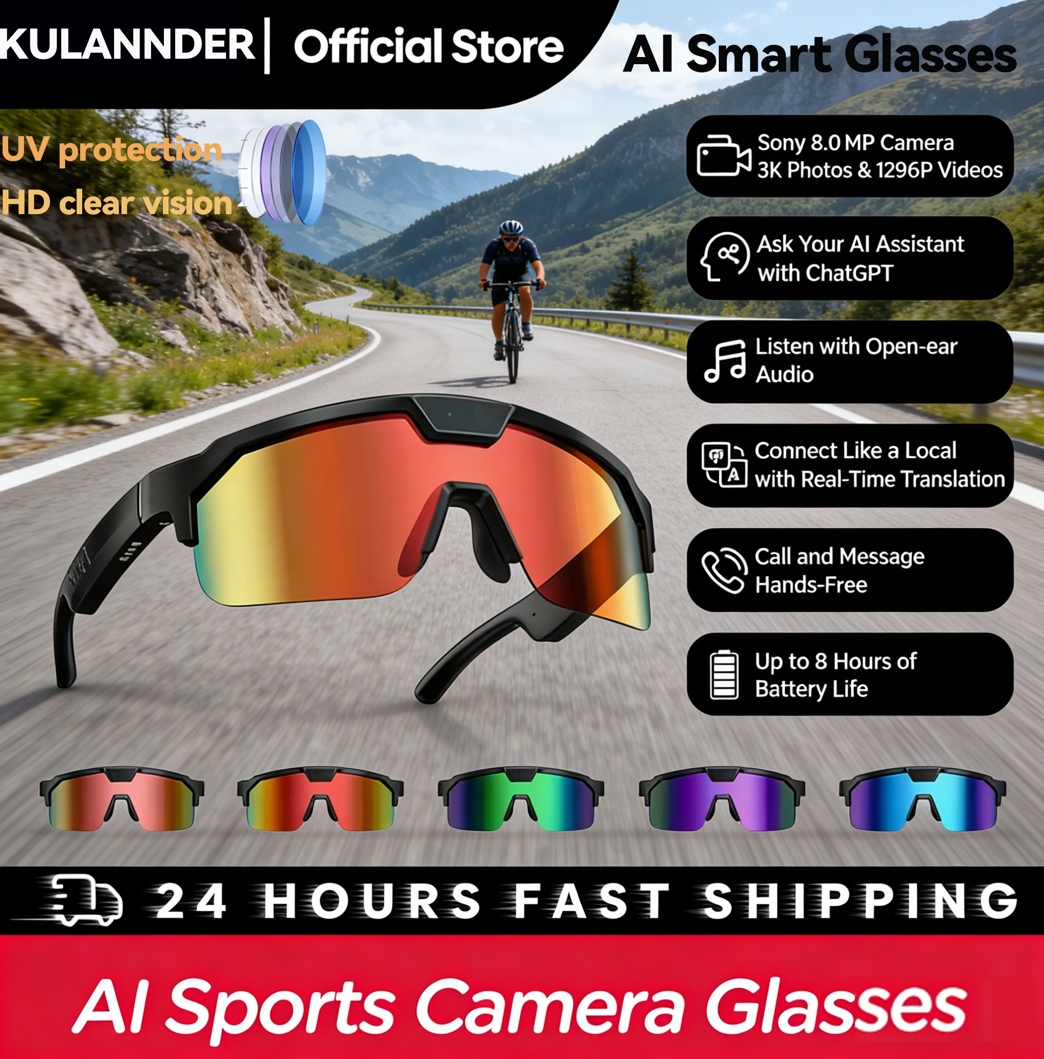 2026 New AI Smart Glasses AI Translation 8MP HD Camera 4K Shooting Image Bluetooth Call Recording Music 1200P Smart Sunglasses
2026 New AI Smart Glasses AI Translation 8MP HD Camera 4K Shooting Image Bluetooth Call Recording Music 1200P Smart Sunglasses