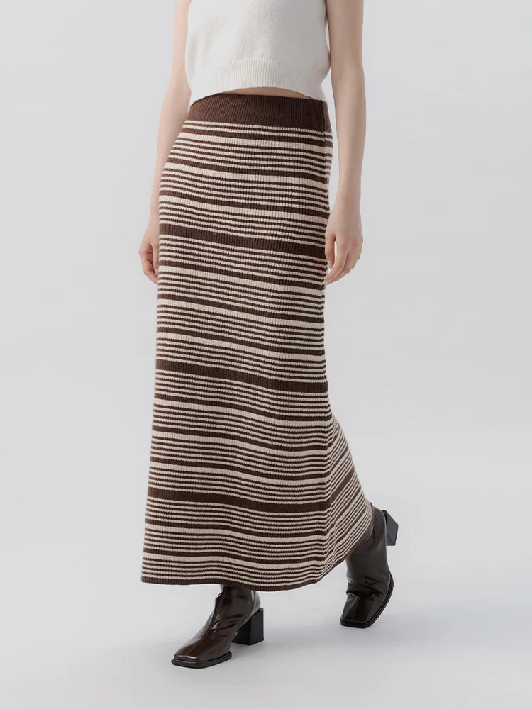 Autumn Winter Women's Knitted Long Skirt Casual Sle mid Waist Fit Body Retro Horizontal Stripe Ba Split Coffee 0302706
Autumn Winter Women's Knitted Long Skirt Casual Sle mid Waist Fit Body Retro Horizontal Stripe Ba Split Coffee 0302706