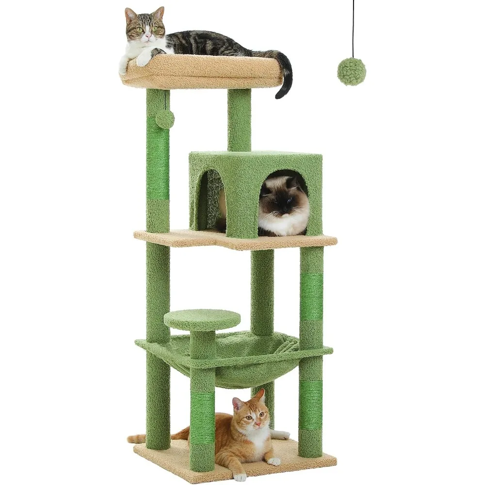 Cactus Cat Tree for Indoor Cats, 45.7" Multi-Level Cat Tower with Large Metal Frame Hammock, Cat Condo with 4 Scratching Posts a
Cactus Cat Tree for Indoor Cats, 45.7" Multi-Level Cat Tower with Large Metal Frame Hammock, Cat Condo with 4 Scratching Posts a