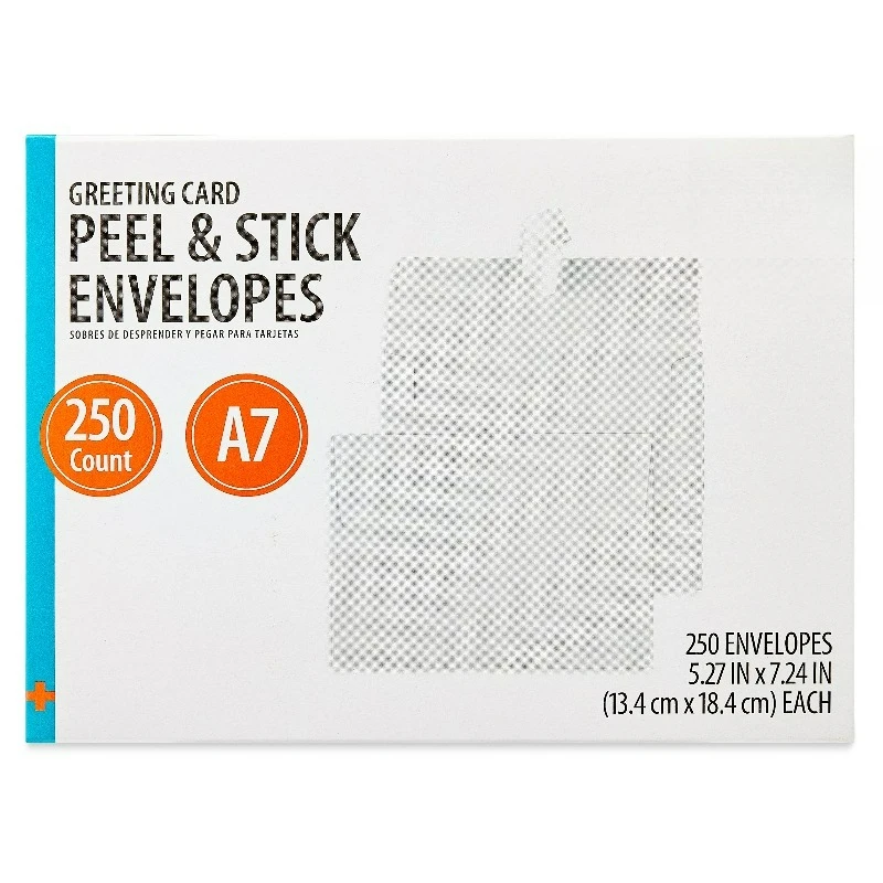 A7 Greeting Card Peel and Stick Envelopes, White, 5.27 in x 7.24 in, 250 Count
A7 Greeting Card Peel and Stick Envelopes, White, 5.27 in x 7.24 in, 250 Count