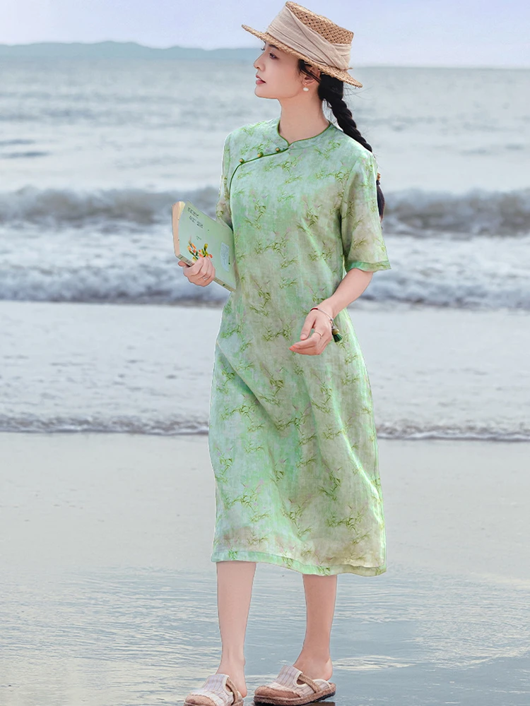 100% Ramie Printed Improved Cheongsam Dress Women New 2026 Summer Chinese Style Stand Collar Ladies Elegant Long Dresses M2738
100% Ramie Printed Improved Cheongsam Dress Women New 2026 Summer Chinese Style Stand Collar Ladies Elegant Long Dresses M2738