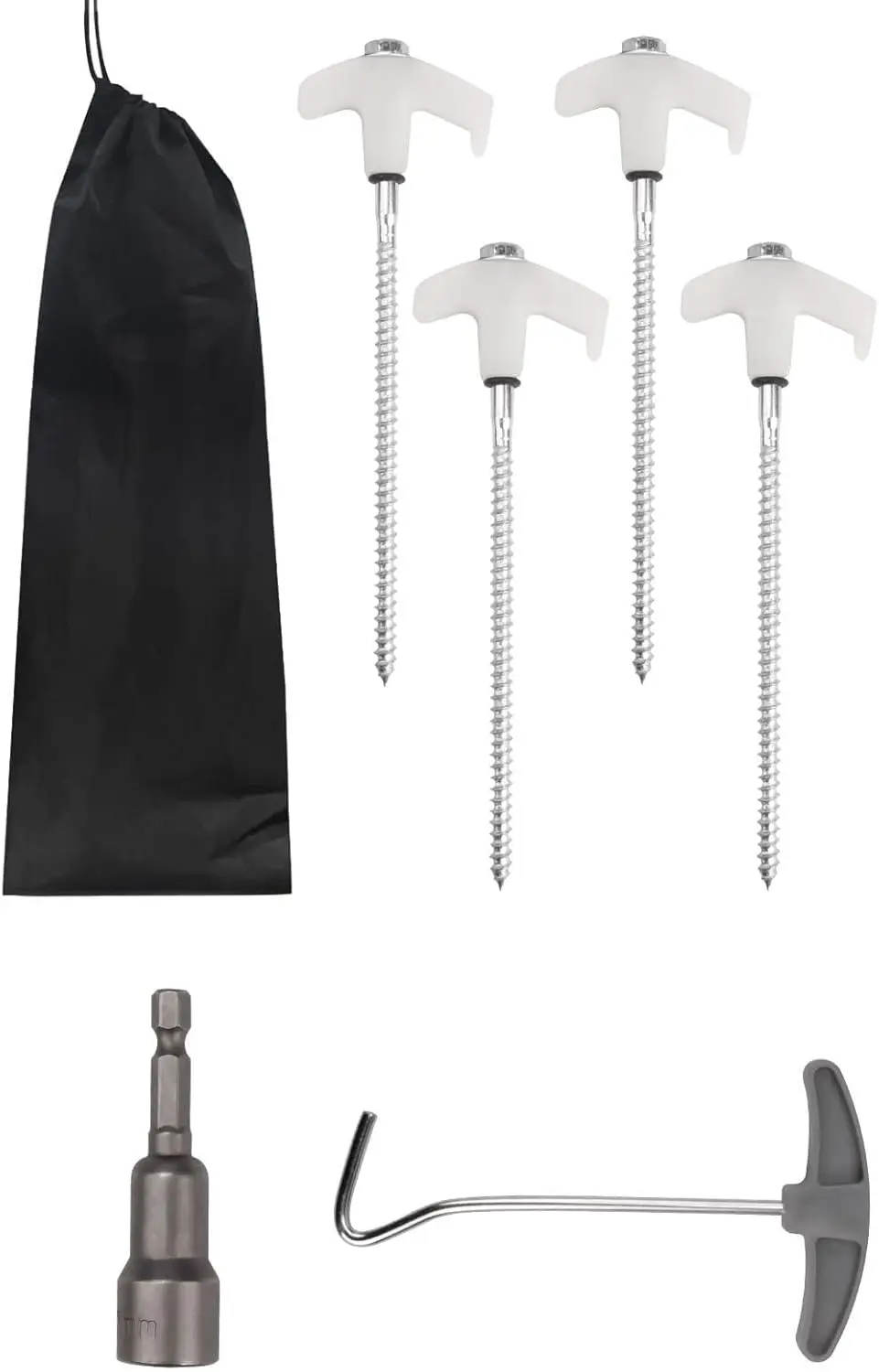 Glow in the Dark Screw Tent Stakes 4-Pack with Drill Bit & Puller, Heavy Duty 8in Ground Anchors for Camping, Canopy, Awning, Tarp
Glow in the Dark Screw Tent Stakes 4-Pack with Drill Bit & Puller, Heavy Duty 8in Ground Anchors for Camping, Canopy, Awning, Tarp