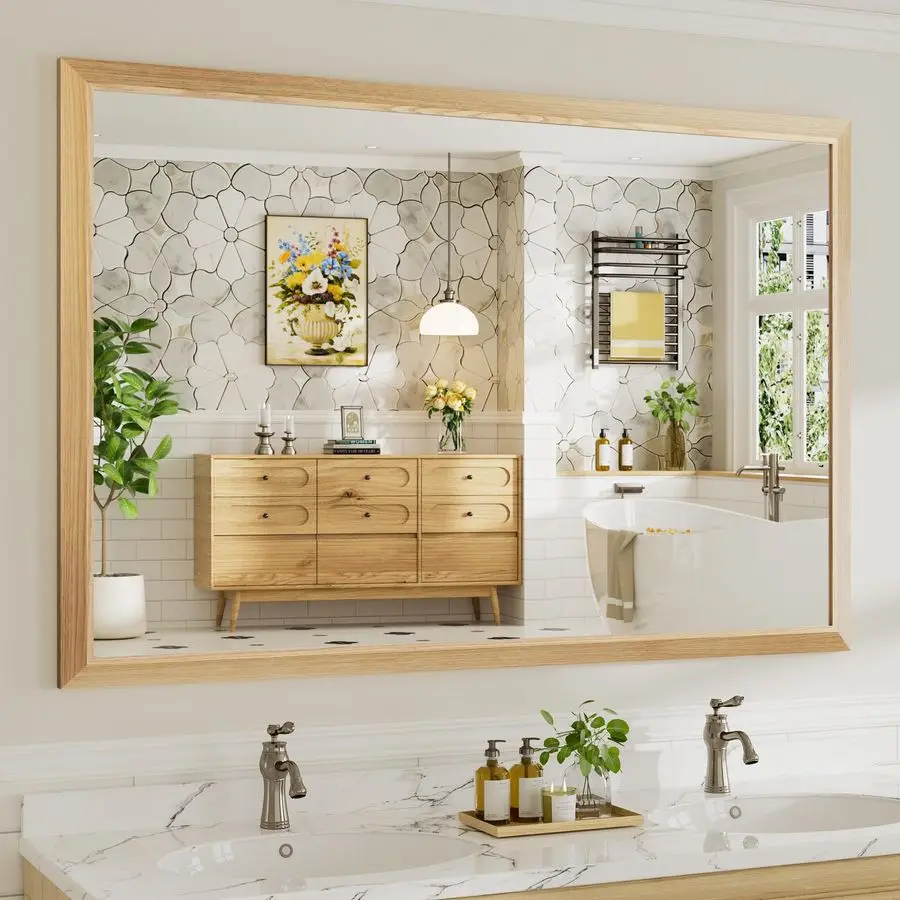 Настенное зеркало для ванной комнаты, прямоугольное, с металлической рамой под дуб, антикоррозийное, для установки над раковиной
Настенное зеркало для ванной комнаты, прямоугольное, с металлической рамой под дуб, антикоррозийное, для установки над раковиной