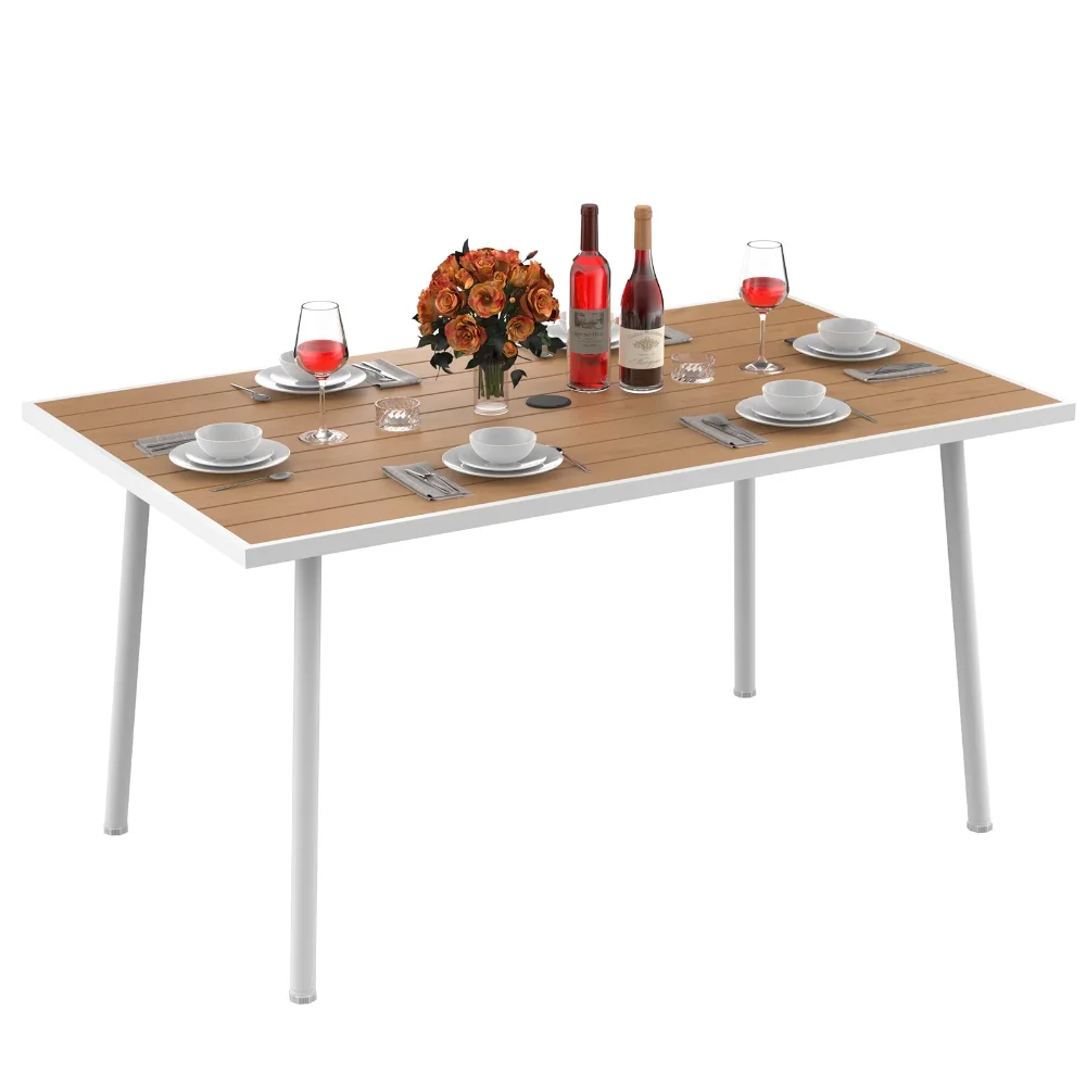 59in Outdoor Patio Table, Rectangle Bistro Table with Umbrella Hole,Dining Table - Beige
59in Outdoor Patio Table, Rectangle Bistro Table with Umbrella Hole,Dining Table - Beige