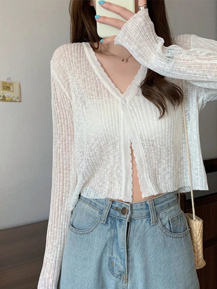 Summer New Sle Women's Thin Ice Silk Knitted Sun Protection irt Cover up Cardigan Outerwear Long Sve V-Ne ort Coat
Summer New Sle Women's Thin Ice Silk Knitted Sun Protection irt Cover up Cardigan Outerwear Long Sve V-Ne ort Coat