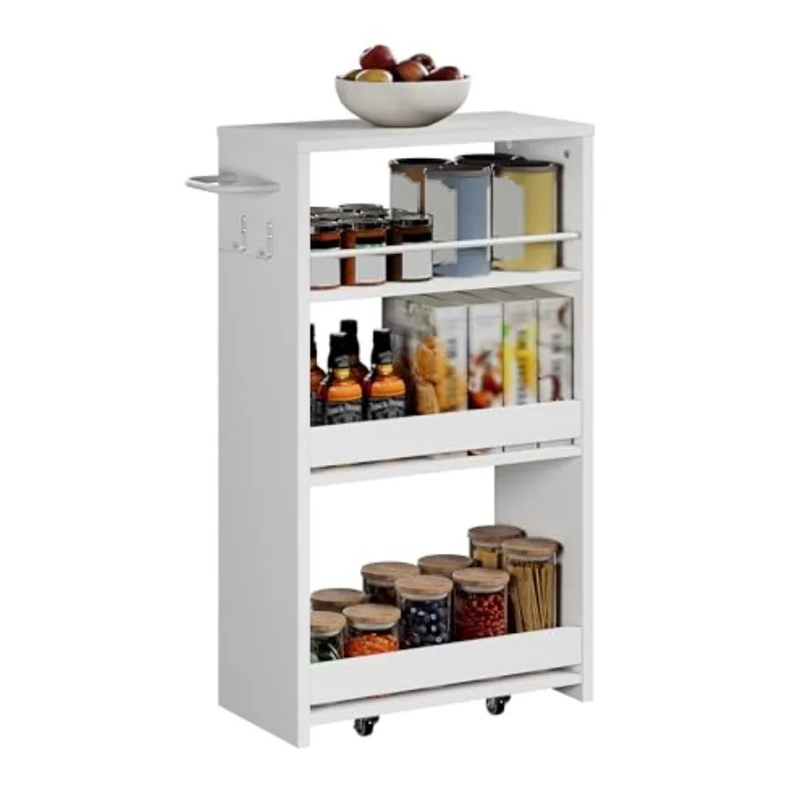 4-Tier Slim Storage Cart with Handle 7.87" W Rolling Utility Cart on Universal Wheels Kitchen Cart Mobile Shelving Organization
4-Tier Slim Storage Cart with Handle 7.87" W Rolling Utility Cart on Universal Wheels Kitchen Cart Mobile Shelving Organization