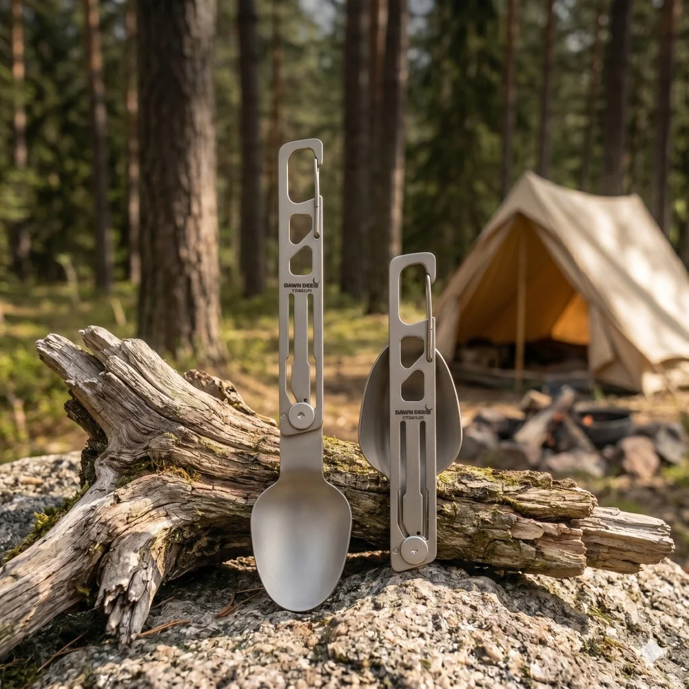 Titanium Rotating Folding Spoon Knife Fork for Camping, Outdoor, Hiking, Backpacking - Lightweight EDC Survival Gear
Titanium Rotating Folding Spoon Knife Fork for Camping, Outdoor, Hiking, Backpacking - Lightweight EDC Survival Gear