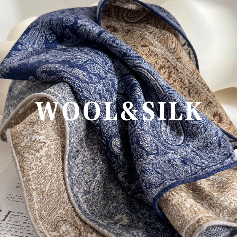 30% Silk 70% Wool Scarf Women's Winter Headband Elegant Ethnic Vintage Blue Paisley Print Square Scarf Shawl Hijab
30% Silk 70% Wool Scarf Women's Winter Headband Elegant Ethnic Vintage Blue Paisley Print Square Scarf Shawl Hijab