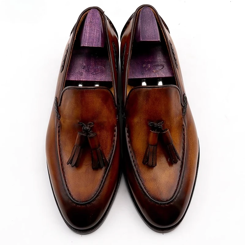 Men Genuine Leather Loafers Round Toe Tassel Slip On Breathable British Korean Style Shoes
Men Genuine Leather Loafers Round Toe Tassel Slip On Breathable British Korean Style Shoes
