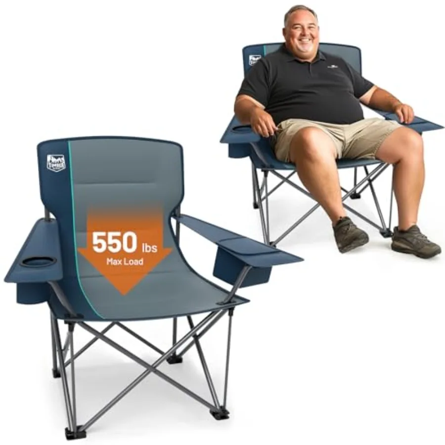 Oversized Folding Camping Chair for Adults, Heavy Duty Steel Frame, Navy, Supports 550 LBS with Cup Holder and Side Pocket, Ide
Oversized Folding Camping Chair for Adults, Heavy Duty Steel Frame, Navy, Supports 550 LBS with Cup Holder and Side Pocket, Ide