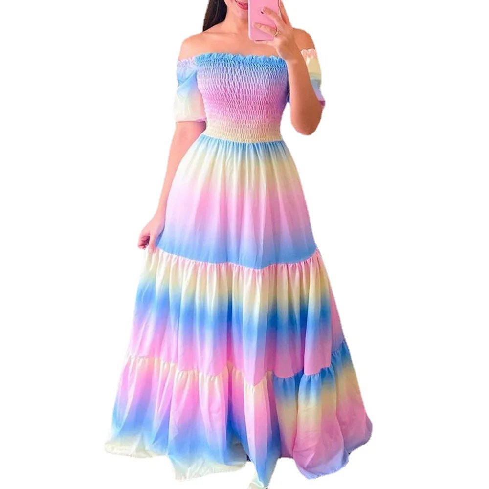 Women Dress Spring And Summer Floral Colorful Print Off Shoulder Fashion Long Maxi Dresses
Women Dress Spring And Summer Floral Colorful Print Off Shoulder Fashion Long Maxi Dresses