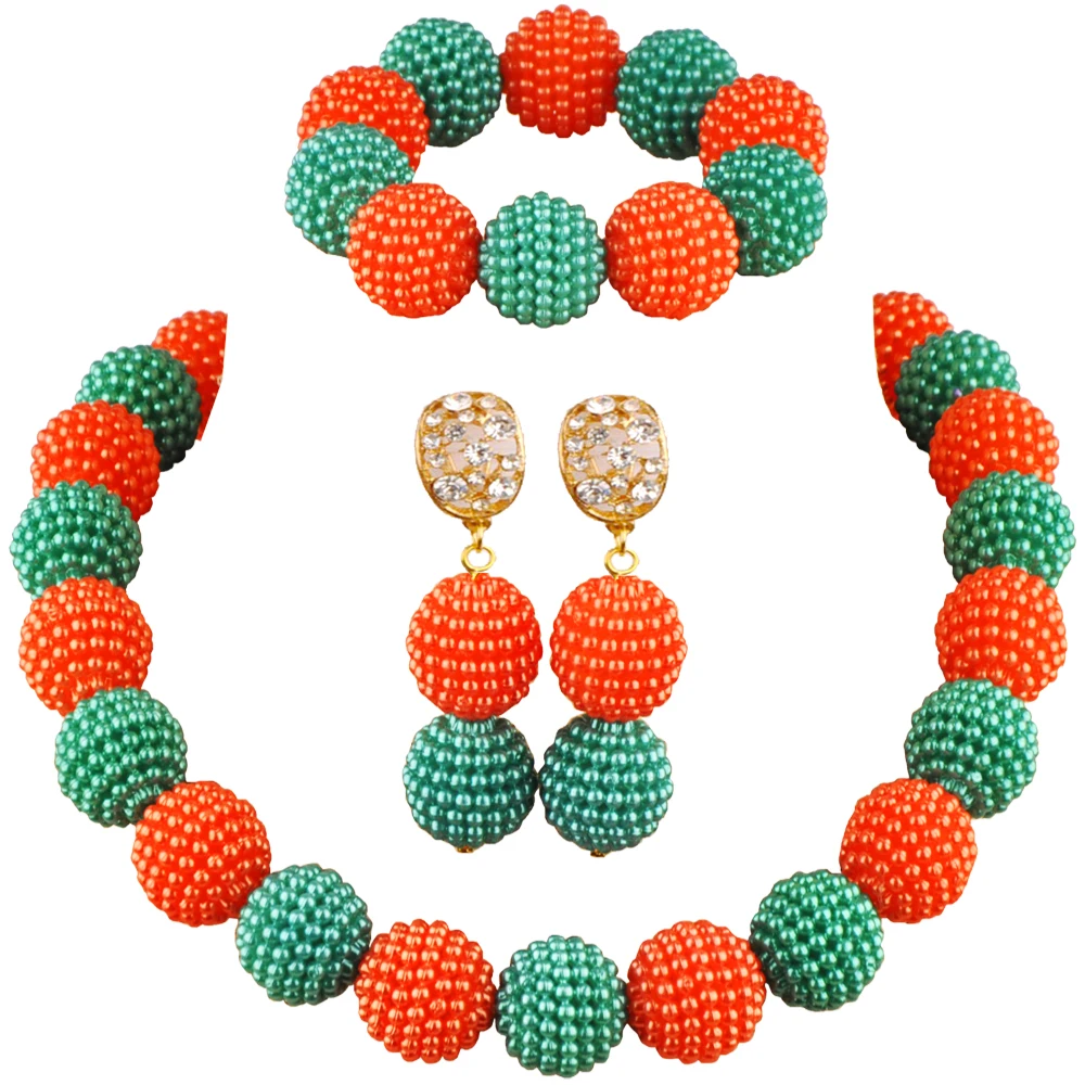 Laanc Teal Green-Orange African Beads Jewelry Set Simulated Pearl Necklace for Wedding Party
Laanc Teal Green-Orange African Beads Jewelry Set Simulated Pearl Necklace for Wedding Party