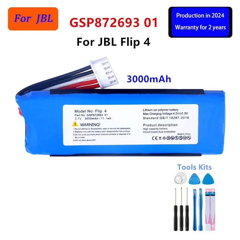 Original GSP872693 01 3000mAh Replacement Battery For JBL Flip 4 Flip 4 Special Edition Batteries with Tools
Original GSP872693 01 3000mAh Replacement Battery For JBL Flip 4 Flip 4 Special Edition Batteries with Tools