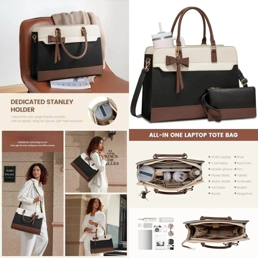 Laptop Tote Bag for Women,Leather Work Bag, Waterproof Business Teacher Bag,Large Computer Handbag Purse Briefcase,Office Gifts for Women
Laptop Tote Bag for Women,Leather Work Bag, Waterproof Business Teacher Bag,Large Computer Handbag Purse Briefcase,Office Gifts for Women