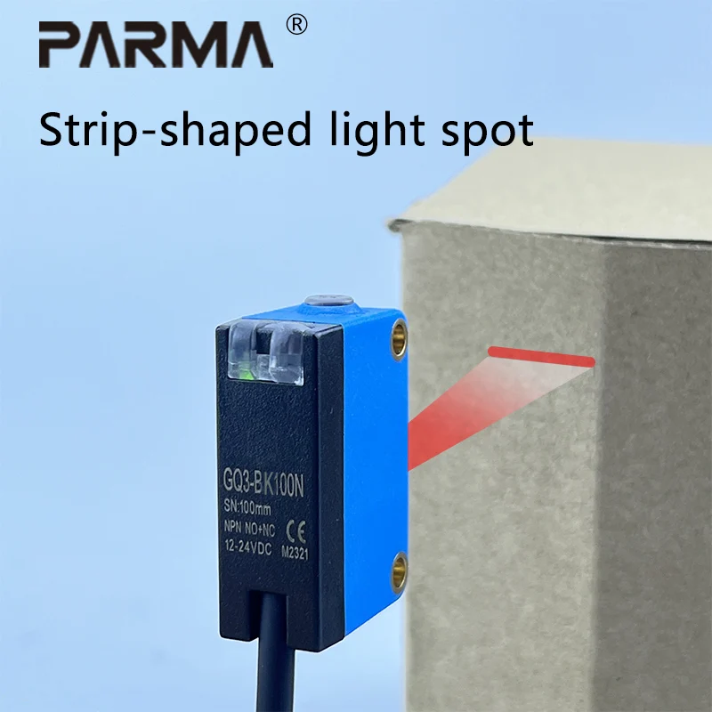 PARMA Background suppression strip spot sensor visible red light detection distance of 100mm, Gq3-bk100n
PARMA Background suppression strip spot sensor visible red light detection distance of 100mm, Gq3-bk100n