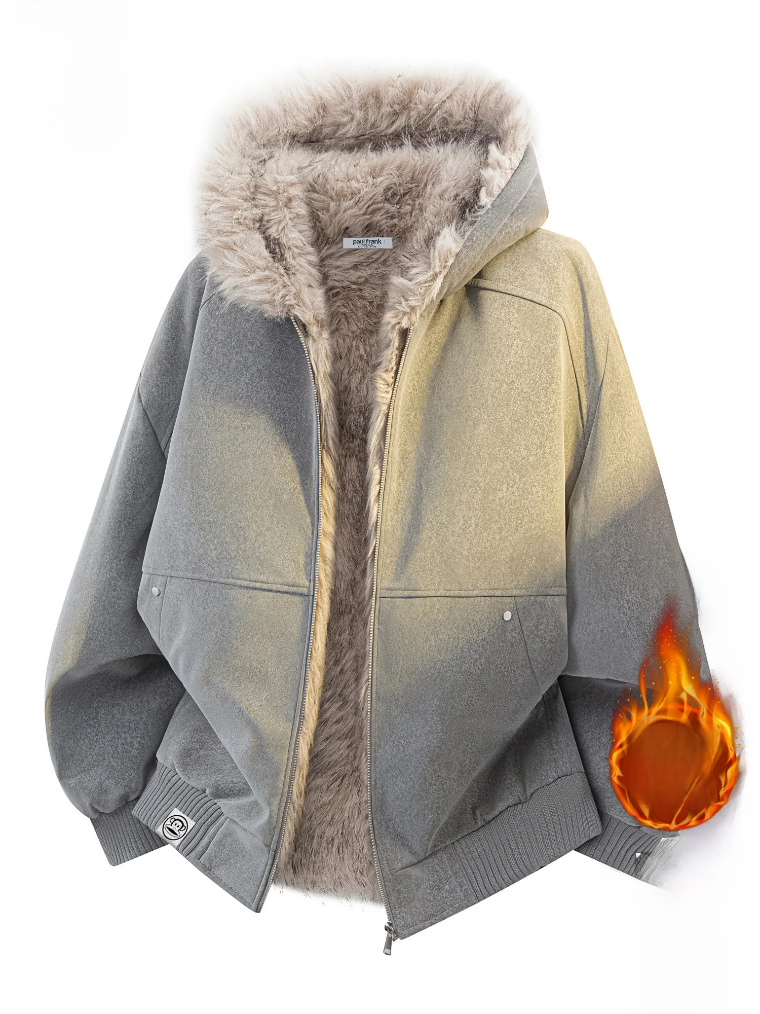 PaulFrank Winter Thiened Fce Lined Loose Fit Hooded Jaet Men's Casual Outerwear with Fur Collar Youth Faion PU Leather
PaulFrank Winter Thiened Fce Lined Loose Fit Hooded Jaet Men's Casual Outerwear with Fur Collar Youth Faion PU Leather