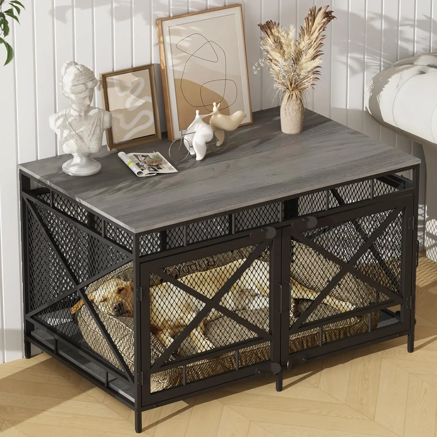 Dog Crate Furniture, Dog Kennel for Small Medium Large Breed, Heavy Duty 43" Large Corner Dog Crate, Indoor Pet Cage with Side
Dog Crate Furniture, Dog Kennel for Small Medium Large Breed, Heavy Duty 43" Large Corner Dog Crate, Indoor Pet Cage with Side