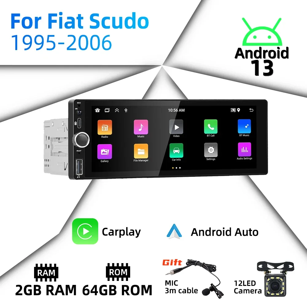 Carplay Android автомобильный мультимедийный 1 Din радиоприемник для Fiat Scudo 1995-2006 6,86 дюймов экран стерео головное устройство GPS BT WIFI
Carplay Android автомобильный мультимедийный 1 Din радиоприемник для Fiat Scudo 1995-2006 6,86 дюймов экран стерео головное устройство GPS BT WIFI