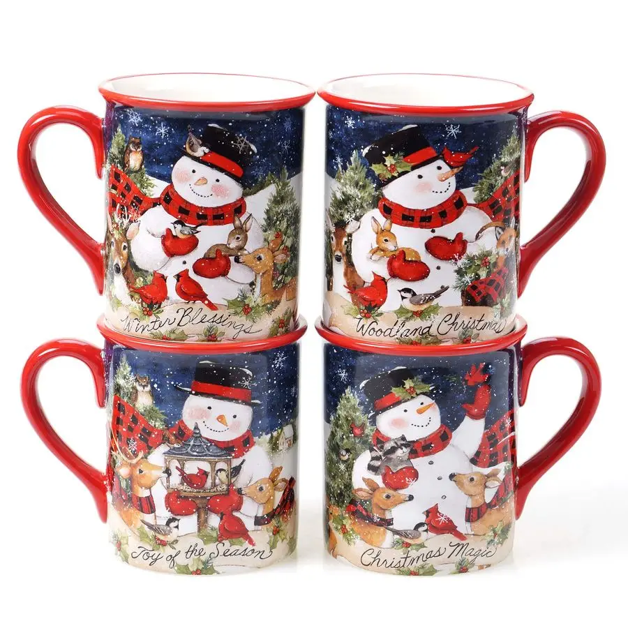 of Christmas 16 oz Snowman Mugs Set of 4 Festive Holiday Cups with Whimsical Winter Animal Scenes Perfect for Coffee, Cocoa, Tea
of Christmas 16 oz Snowman Mugs Set of 4 Festive Holiday Cups with Whimsical Winter Animal Scenes Perfect for Coffee, Cocoa, Tea