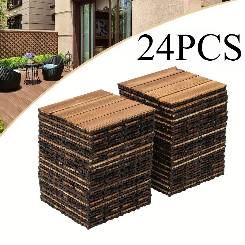24PCS Interlocking Deck Tiles - Solid Wood Flooring with Snap on Design, Easy To Install, Suitable for Indoor and Outdoor Use
24PCS Interlocking Deck Tiles - Solid Wood Flooring with Snap on Design, Easy To Install, Suitable for Indoor and Outdoor Use
