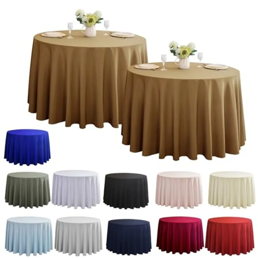 2-Pack Round 120-inch Table Cloths, Solid Stain and Wrinkle Resistant Circular Tablecloth, Premium Plain Weave Polyester Fabric
2-Pack Round 120-inch Table Cloths, Solid Stain and Wrinkle Resistant Circular Tablecloth, Premium Plain Weave Polyester Fabric
