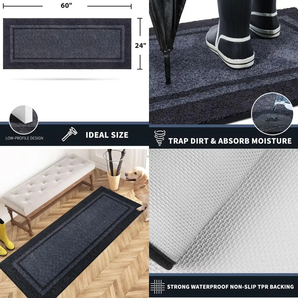 Большой придверный коврик 24 x 60 дюймов, нескользящий, моющийся, впитывающий грязь и следы от лап, сине-серый и угольно-черный
Большой придверный коврик 24 x 60 дюймов, нескользящий, моющийся, впитывающий грязь и следы от лап, сине-серый и угольно-черный