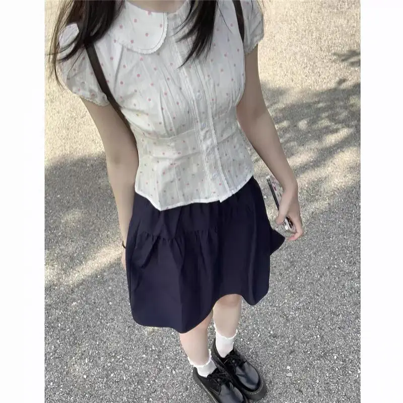 Gentle and Sweet Pure Cotton Polka Dot Lace Doll Collar Short-sleeved Shirt for Women Summer Petite Shirt Waist Top
Gentle and Sweet Pure Cotton Polka Dot Lace Doll Collar Short-sleeved Shirt for Women Summer Petite Shirt Waist Top