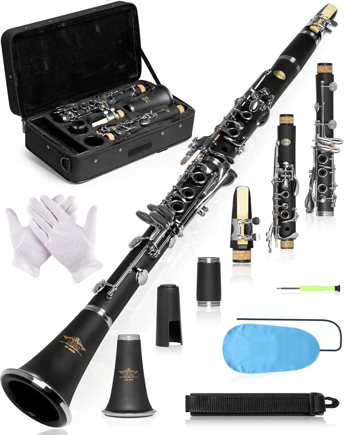B Flat Concert Clarinet: Precision Tone Holes, Durable Keys, Full Kit with Case
B Flat Concert Clarinet: Precision Tone Holes, Durable Keys, Full Kit with Case